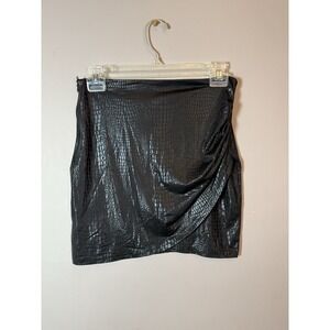 Shein Mini Skirt Faux leather print thin lightweight‎ Black Womens Small